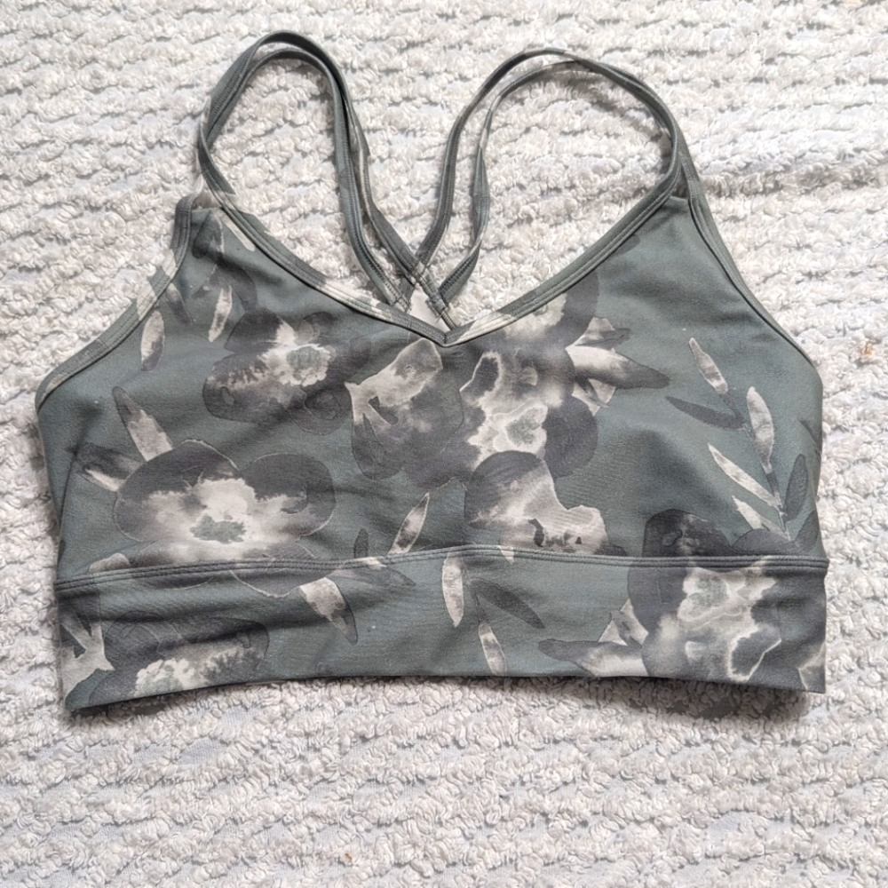 Balance Collection Sports Bra Size XL Green and Gray Floral